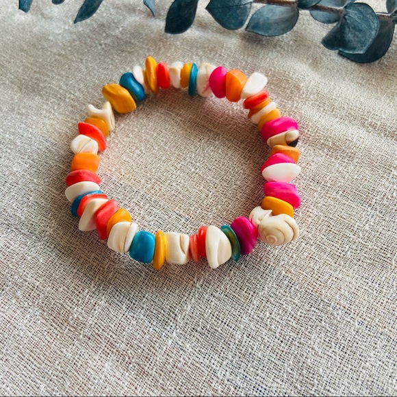 Elastic band shell colorful bracelet handmade - Picture 2 of 3
